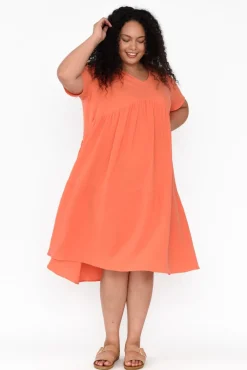 Cotton Dresses<La Mode Evianna Peach Cotton Peak Dress