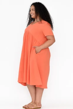 Cotton Dresses<La Mode Evianna Peach Cotton Peak Dress