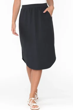 Skirts<Betty Basics Evie Charcoal Cotton Blend Skirt