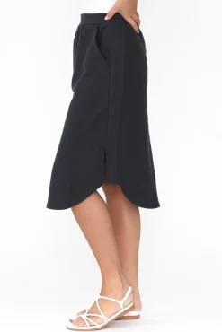 Skirts<Betty Basics Evie Charcoal Cotton Blend Skirt