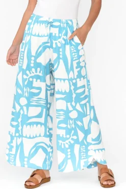 Pants<Label of Love Ezzie Blue Abstract Pocket Pant