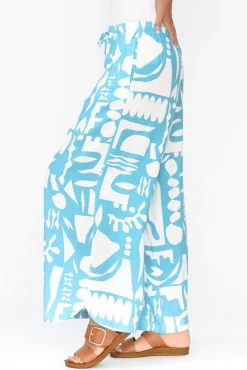 Pants<Label of Love Ezzie Blue Abstract Pocket Pant