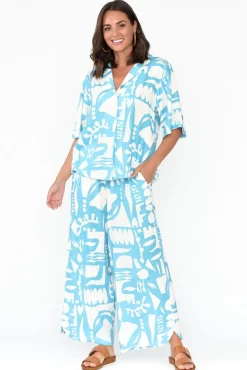 Pants<Label of Love Ezzie Blue Abstract Pocket Pant