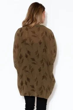 Tunic Tops<Slate the Label Fallon Khaki Fern Batwing Top