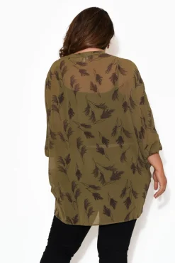 Tunic Tops<Slate the Label Fallon Khaki Fern Batwing Top