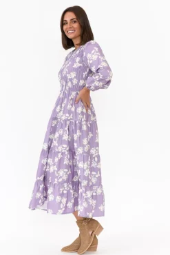 Cotton Dresses<Dear Sutton Fallon Lilac Floral Cotton Poplin Dress