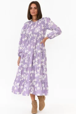 Cotton Dresses<Dear Sutton Fallon Lilac Floral Cotton Poplin Dress
