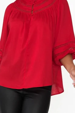 Sleeved Tops<Fate Becker Faraway Red Ladder Trim Top
