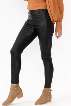 Pants<Willow Tree Faulkner Black Wet Look Stretch Pant