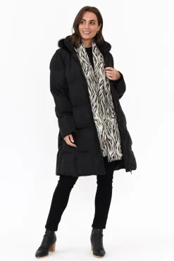 Jackets<Hammock u0026 Vine Faye Black Faux Fur Puffer Jacket