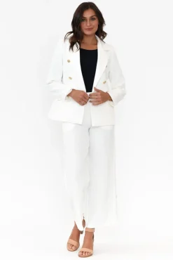 Jackets<La Strada Feena White Double Breasted Blazer