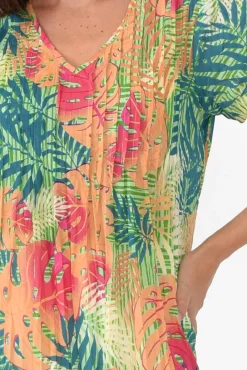 Cotton Tops<One Summer Fia Green Palm Cotton Top