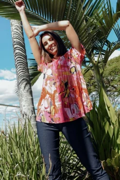 Cotton Tops<One Summer Fia Pink Poppy Cotton Top