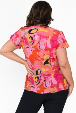 Cotton Tops<One Summer Fia Pink Poppy Cotton Top