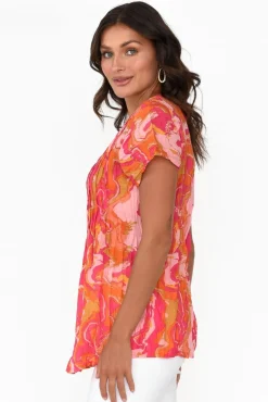 Cotton Tops<One Summer Fia Pink Swirl Cotton Top