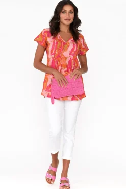 Cotton Tops<One Summer Fia Pink Swirl Cotton Top