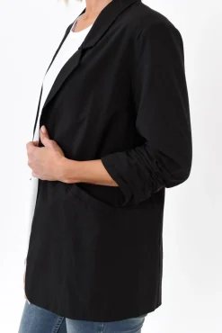 Jackets<Cali and Co Figaro Black Cotton Blazer