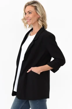 Jackets<Cali and Co Figaro Black Cotton Blazer