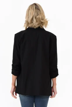 Jackets<Cali and Co Figaro Black Cotton Blazer
