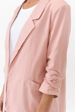 Jackets<Cali and Co Figaro Blush Cotton Blazer