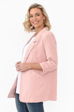 Jackets<Cali and Co Figaro Blush Cotton Blazer