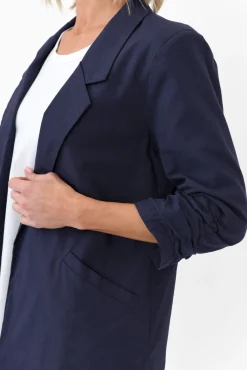 Jackets<Cali and Co Figaro Navy Cotton Blazer