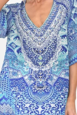 Sleeved Tops<Fashion Spectrum Florence Blue Silk Gypsy Top