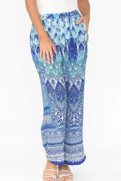 Pants<Fashion Spectrum Florence Blue Silk Wide Leg Pant