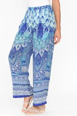 Pants<Fashion Spectrum Florence Blue Silk Wide Leg Pant