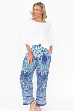 Pants<Fashion Spectrum Florence Blue Silk Wide Leg Pant