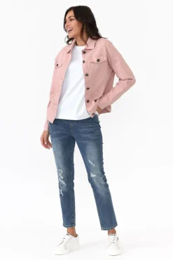 Jackets<Cali and Co Florida Blush Cotton Stretch Jacket