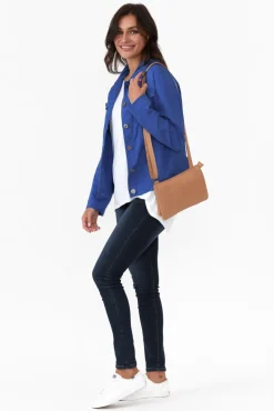 Jackets<Cali and Co Florida Cobalt Cotton Stretch Jacket