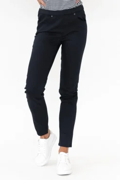 Pants<Cafe Latte Flynn Navy Cotton Blend Stretch Pant