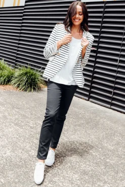 Pants<Cafe Latte Flynn Navy Cotton Blend Stretch Pant