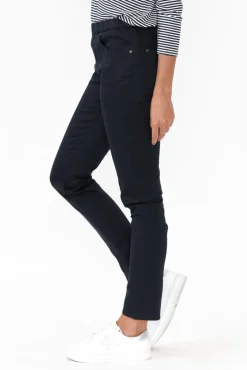Pants<Cafe Latte Flynn Navy Cotton Blend Stretch Pant