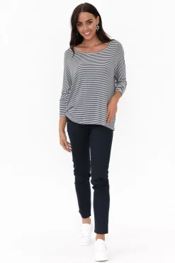 Pants<Cafe Latte Flynn Navy Cotton Blend Stretch Pant