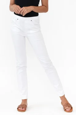 Pants<Cafe Latte Flynn White Cotton Blend Stretch Pant