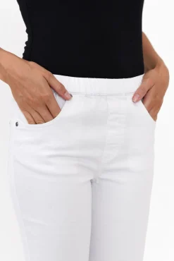 Pants<Cafe Latte Flynn White Cotton Blend Stretch Pant