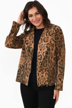 Jackets<La Strada Fonda Gold Leopard Stretch Jacket