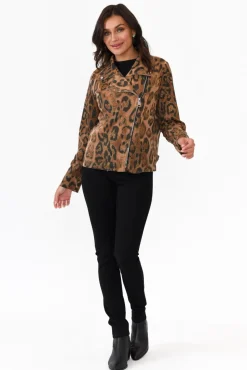Jackets<La Strada Fonda Gold Leopard Stretch Jacket