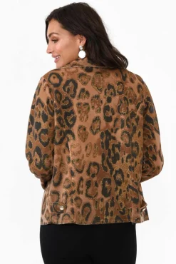 Jackets<La Strada Fonda Gold Leopard Stretch Jacket