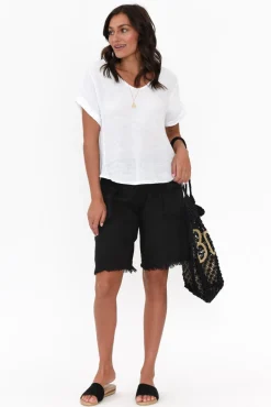 Shorts<La Strada Fraser Black Linen Shorts