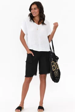Shorts<La Strada Fraser Black Linen Shorts