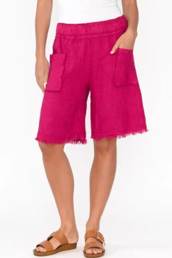 Shorts<La Strada Fraser Hot Pink Linen Shorts