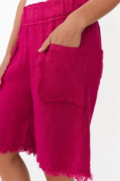 Shorts<La Strada Fraser Hot Pink Linen Shorts