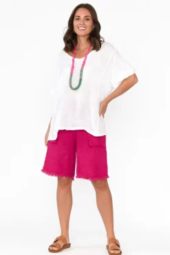 Shorts<La Strada Fraser Hot Pink Linen Shorts