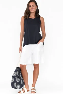 Shorts<La Strada Fraser White Linen Shorts