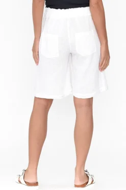 Shorts<La Strada Fraser White Linen Shorts