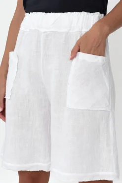 Shorts<La Strada Fraser White Linen Shorts