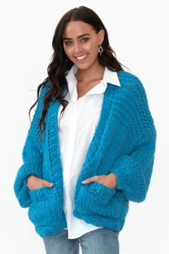 Knitwear<Paper Heart Freddie Blue Knit Pocket Cardigan